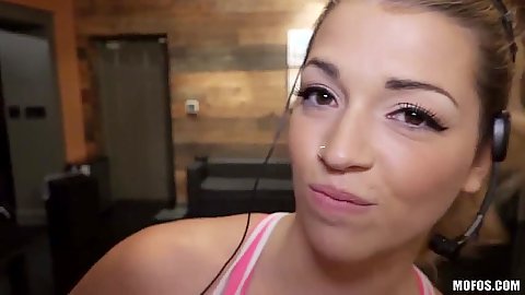 Angelic looking babe Jenna Ashley is a nice personal trainer after hours sex tape