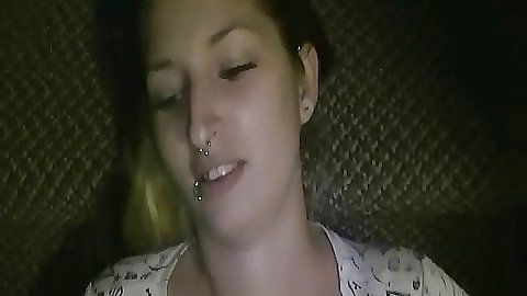 Cute girlfriend sucking cock on the stairs