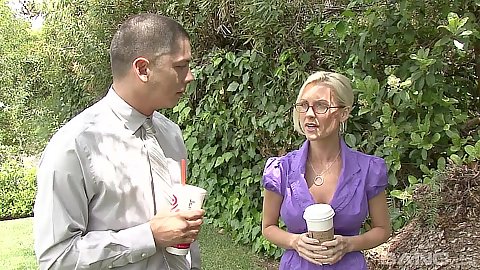 Playful outdoor milf Brandi Edwards ass licking and fellatio