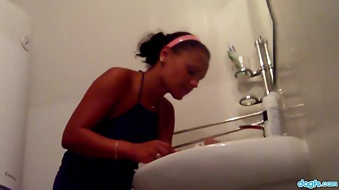 Bathroom touching and sucking with Russian teen Mila