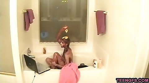 chick does a webcam with pouring shit all over herself