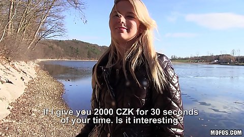 Picked up and paid to show some tits with euro Nikky Dream outdoors