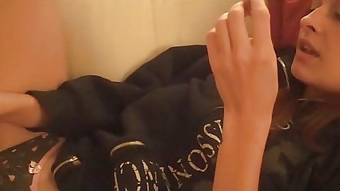 Dirty talking GF grabs a dildo and wears no bottom