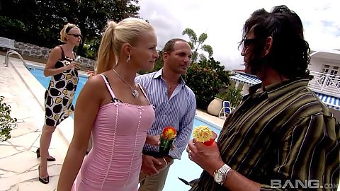 Intimate Nikki Sun at the party leaves with two guys to fuck