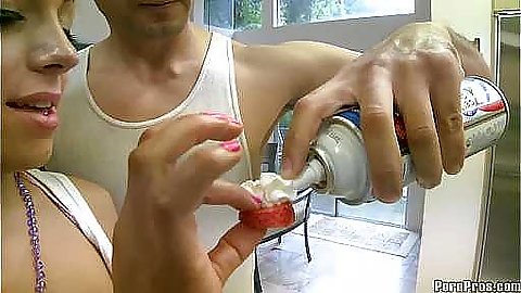 Kody Kay flashing some tits in the kitchen