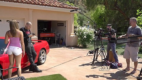 Outdoor filming behind the scenes ferrari scene