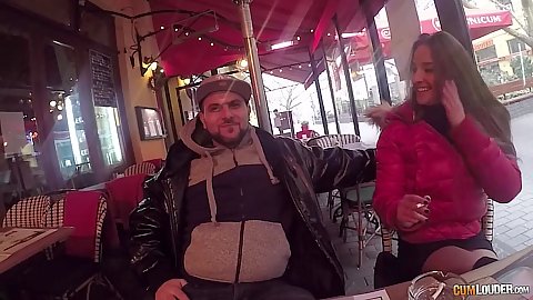 Amirah Adara having a chat at the cafe outdoors in Hungary