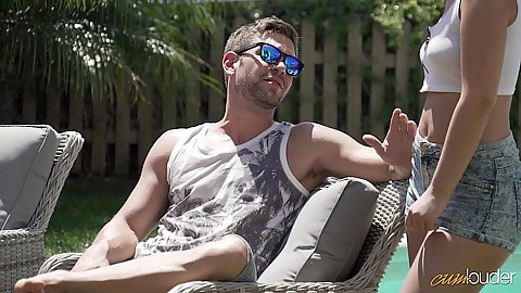 Nice shorts 18 year old bitch Anina Silk approaches man