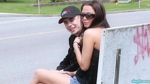 Malezia was sitting with her bf and invited to get first time porn made