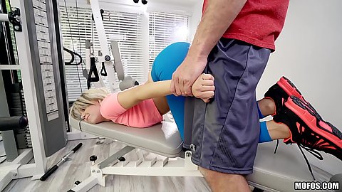 Private gym workout with Pressley Carter getting touched by her trainer