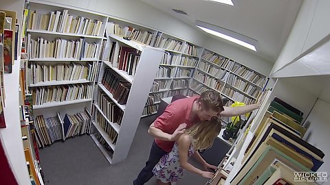 Spy camera voyeur library nerd couple acting dirty Aubrey Sinclair