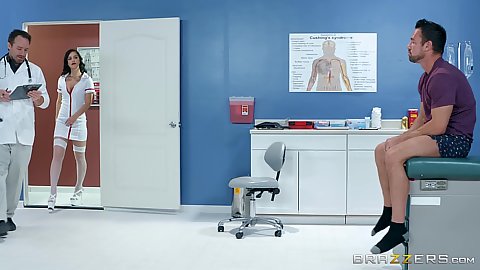 Sexy doctor nurse latina Alina Lopez comes in to examine male patients dick