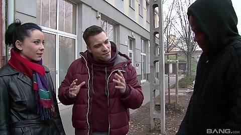 Bonita Iljimae with her guy approached on the street in public for some sex craving cuckold