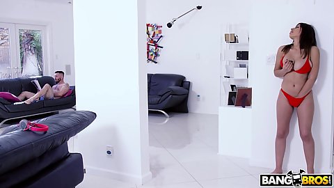 Bras and panties latina stepsister Ella Knox is feeling hype today and masturbates