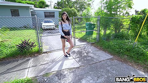 Petite girl Sadie Blake was walking around and looking lke she is lost we give her pussy a ride