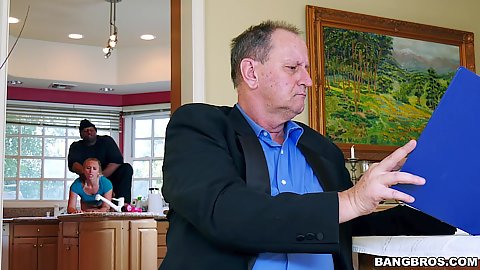 Husband is not noticing how his wife milf AJ Applegate is getting super railed by a black dick in the back