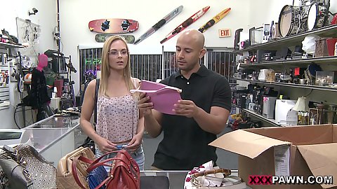 Blonde girl in shorts wants to cash in but we cant really help her