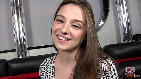 Smiling Karina is from Texas and shelikes to get naked on the party bus