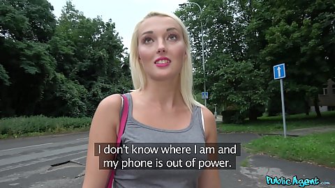 Great looking blonde girl a bit lost in public outdoors Lovita Fate we give her a little cash for sucking pov offer