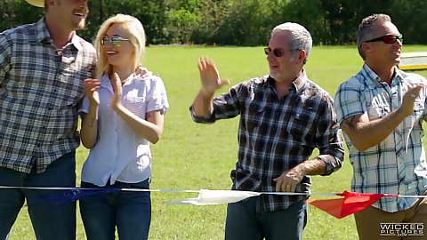 Feature film with people on a ranch and girl sucks some guys cock
