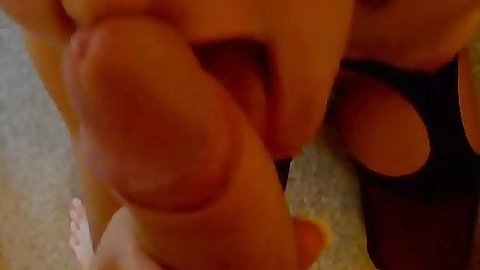 Sexy chick jerks it and licks and deepthroats cum