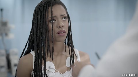 Naive black college girl Kira Noir going for a clinical trial at her doctors who seems a bit perverted