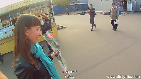 Cute teenie Tanielle approached on the street with teh offer of a nice sauna with jacuzzi time