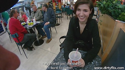 Enjoying a good chat with euro public teen Silvia Palma at our local mcdonalds before heading to the park are