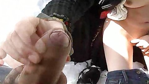 Nice outdoor blowjob with ball licking