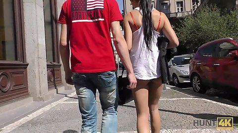 Finding sexy couples will to sell their gf in public is never easy but we got lucky today this raven hair girl up for sucking dick