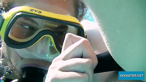 Dildo fucking close up scuba fuck underwater with Minnie Manga and Candy