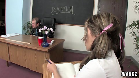 Pigtails failing class student 18 year old nubile Dakoda Brookes looking to improve her grade situation
