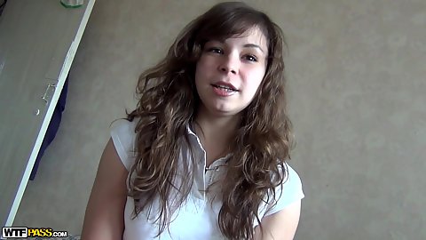 Young 18 year old small boobed girlfriend Eva going to the bathroom