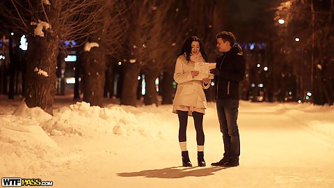Outdoor pick up and sensual first date meet up with eager Emily Bender to continue this indoors