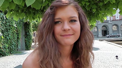 Cute looking 18 year old miniskirt girl Kelly Jai picked up on a public bench in public and taken to a park