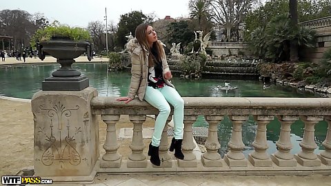 Outdoor public tourist place puck up an romantic date hanging out skinny amateur teen Ally Jones