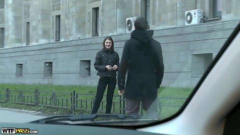 Outdoor public meet up and pick up for 18 year old Aletta having romantic touching and undressing session