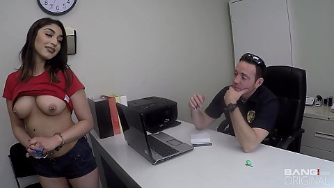 Kim Torres got arrested and handcuffed at police station after her arrest and going down on police officer to give oral
