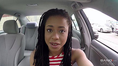Scintillating ebony Kira Noir pulled over by a policer officer for violating traffic laws and films her encounter