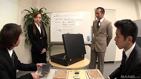 Office worker Ramu Nagatsuki in a business meating puts on her sexy pantyhose to entice a good business deal