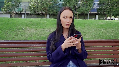 Sasha Sparrow just chilling in th public park outdoors and we offered her to take some photos so we can see her nipples through shirt