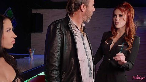 Redhead and brunette Molly Stewart and Molly Stewart working the nighit strip club and going at it with each other