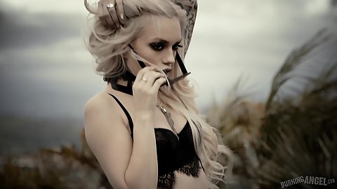Blondie super good looking teen nympho Alex Grey with pale skin gives an eye rolling deep throat
