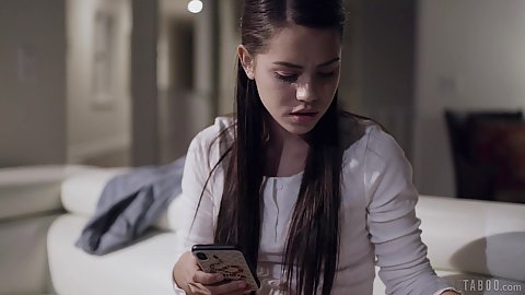 Cute looking 18 year old babysitter Alina Lopez is working late and needs a ride when old man walks up to her and wont let her leave as a way to discipline her