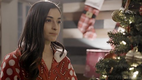 Brunette story based latina teen petite Emily Willis is feeling lonely on christmas and wants some romance