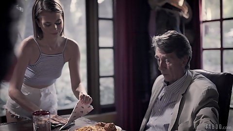 Young nubile teen no bra wearing in front of her stepfather during dinner Jill Kassidy goes to be be dand feels depressed