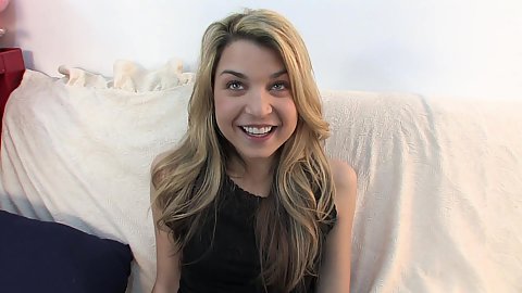 Kristy Kennedy comes in smiling her new face in porn is ready to get naked for us she takes off her shirt giggling and then her jeans