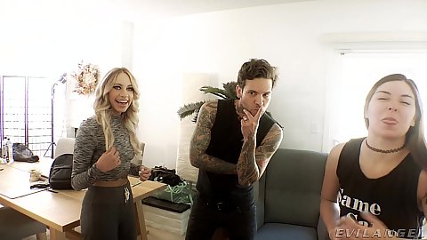 Behind the scenes groping boobies over clothes and hugging while hanging out and making fun of each other Khloe Kapri