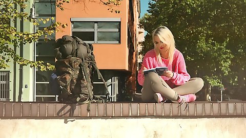 Lovita Fate tourist public outdoor gratification with blonde small boobies nubile