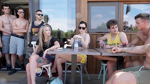 Gratifying brunette including blonde Marica Chanel as well as Andreina Dlux participating in group talking